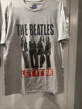 The Beatles Gray Tee with Black Photo and Red Text